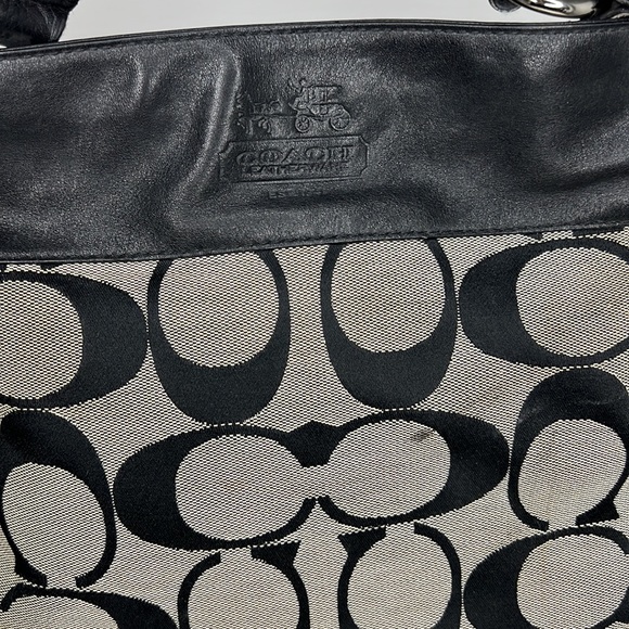Coach black signature shoulder bag purse tote - Picture 3 of 10